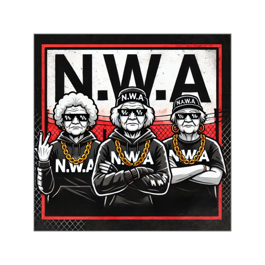 NONNAS WITH ATTITUDE Vintage N.W.A Inspired Square Vinyl Stickers - Cool Hip Hop Art, Retro Decor, Urban Gifts, Party Favors, Music Lovers